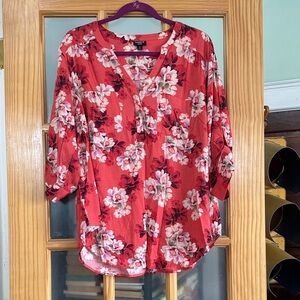 Torrid Red Floral Blouse